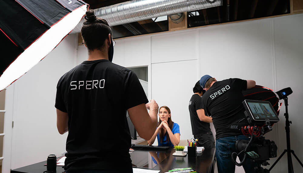 Studio Spero video production team preparing for a professional corporate interview